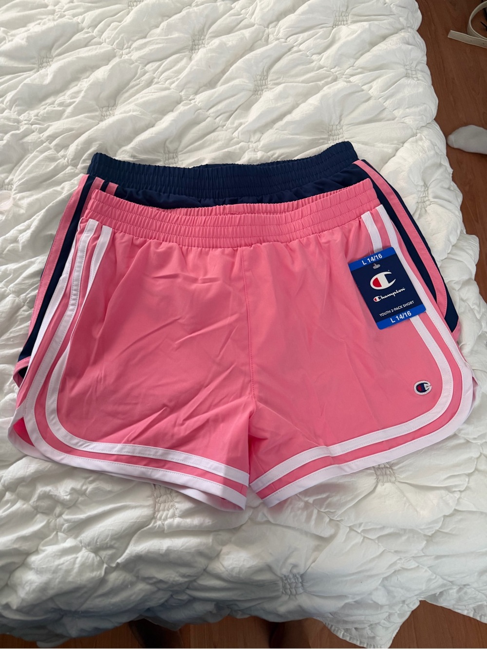 Champion Pink/navy blue  Athletic Shorts with White Trim